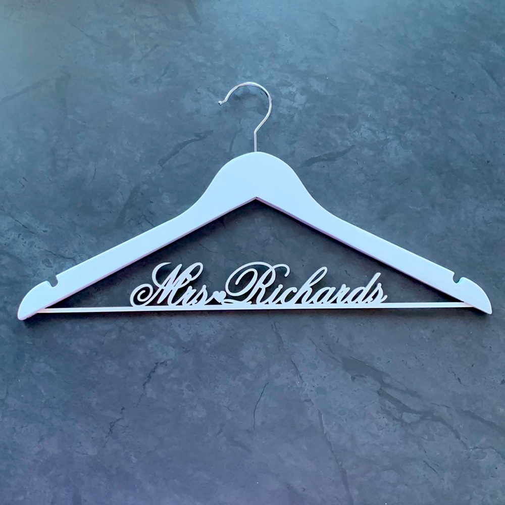 Custom wooden wedding hanger